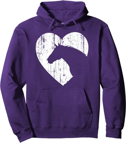 Vista 13 de Sudadera con capucha con estampado gráfico ecuestre y silueta de corazón de caballo para vaquera, Negro, S