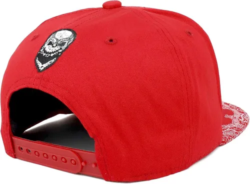 Vista 3 de Trendy Apparel tienda bordado de la Bandana snapback de calavera con estampado de cachemira Flatbill Cap