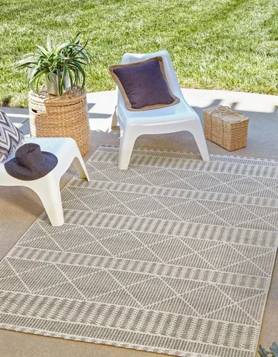Vista 9 de Unique Loom Outdoor Trellis Collection - Alfombra de área - Dalyan (2 x 3 pies 1 pulgada, rectangular, azul/marfil)