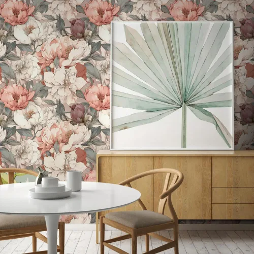 Vista 6 de Papel Tapiz Floral Vintage de Peonías Rosa Soñador/Blanco Despegar y Pegar Papel de Contacto Fácil de Despegar Papel Adhesivo Adherible para Pared