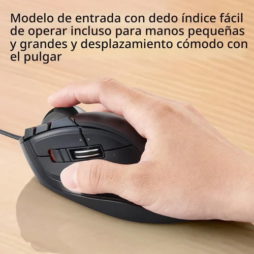 Vista 2 de ELECOM Ratón DEFT Trackball, con cable, control de dedos, función de 8 botones con seguimiento suave, diseño ergonómico, Windows11, macOS (M-DT2URBK)