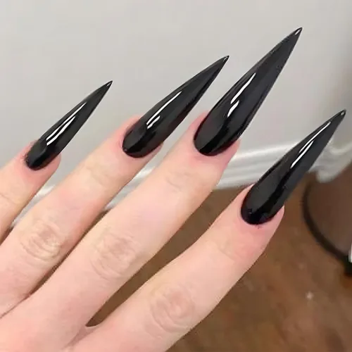 Vista 13 de RIICFDD - Uñas largas a presión con forma de almendra, punta de uñas con lazo grande, color rosa nude, con dijes de lazo negro, uñas postizas