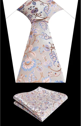 Vista 122 de Alizeal Mens 3.15inches Leaf Flower Pattern Tie with Floral Pocket Square Set