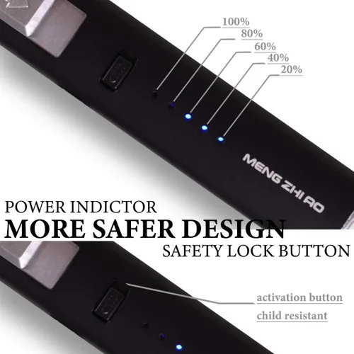 Vista 3 de Encendedor de arco de plasma recargable USB con bloqueo de seguridad, indicador de encendido, resistente al viento, negro Negro (balck)