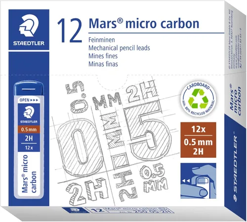 Vista 7 de Staedtler Micro Mars - Lápiz mecánico de carbono, 0.020 in, HB, 2.362 in x 12 (250 05 HB)