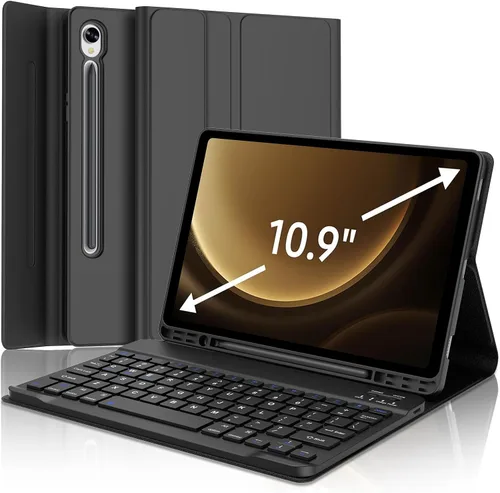Vista 8 de Funda de teclado para Samsung Galaxy Tab A9+ Tablet de 11 pulgadas, teclado Bluetooth desmontable, funda inteligente Galaxy A9 Plus con teclado