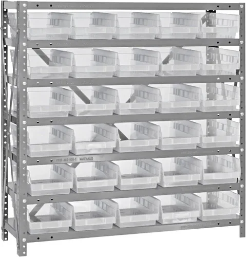 Vista 57 de Quantum QSBU-245BK Heavy Duty Shelving Unit with (7) Shelves and (24) QUS245 Black Bins for Garage Warehouse Storage Distribution 400 lb Load