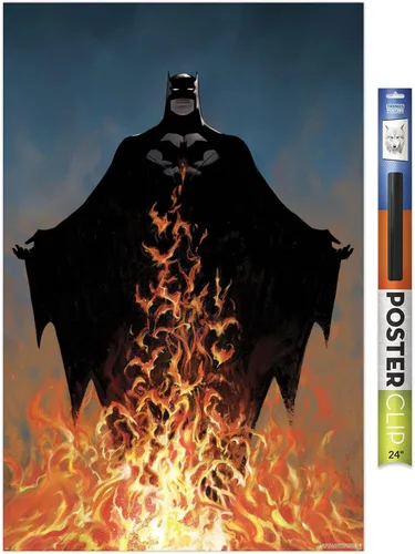 Vista 17 de Trends International DC Comics Batman - Póster de pared de fuego, 22.4 pulgadas de largo x 14.7 pulgadas, versión enmarcada de madera de granero