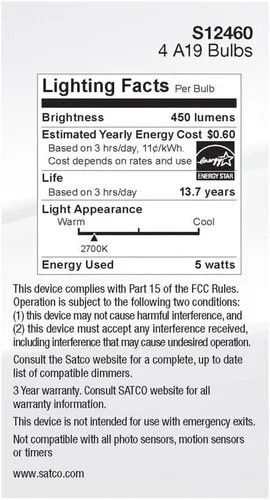 Vista 5 de BOMBILLA LED FLMNT A19 4PK 045923124600