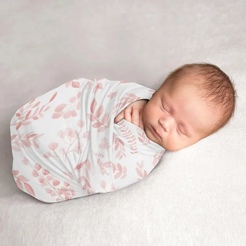 Vista 14 de Sweet Jojo Designs Manta para envolver al bebé con diseño floral bohemio de jardín y flores para bebé recién nacido, tejido ligero elástico