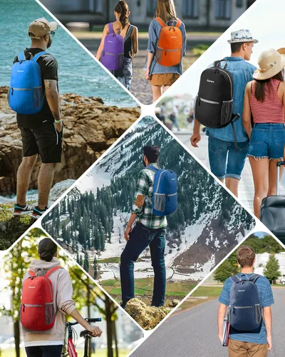 Vista 8 de Gonex Mochila Ultraligera Plegable de 20L, Práctica, Plegable para Camping, Viajes al Aire Libre, Ciclismo, Mochila Escolar