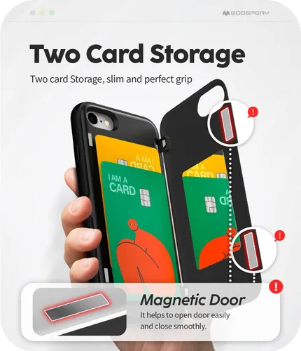 Vista 3 de GOOSPERY Funda tipo cartera compatible con iPhone SE 2022/iPhone7,8/iPhone SE [cierre magnético automático] [2 tarjetas] Funda protectora resistente