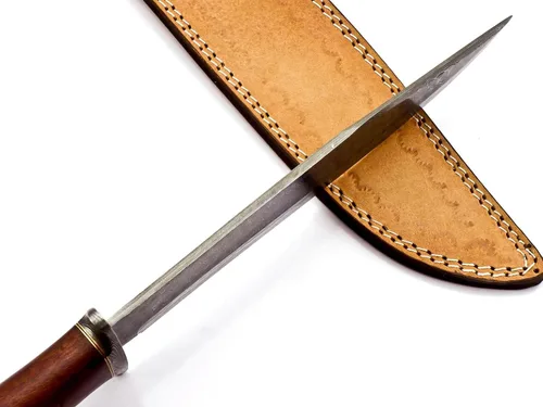 Vista 7 de BK-3035 Cuchillos de caza hechos a mano de acero de Damasco de 15 pulgadas - Mango de madera de rosa.