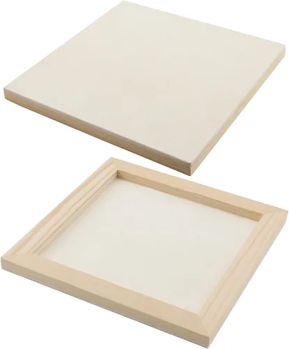 Vista 4 de MOUYAT Paquete de 20 paneles de lienzo de madera de 6 x 6 pulgadas, tableros de lienzo de madera de abedul sin terminar para pintar, tableros