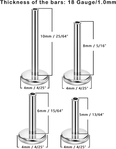 Vista 5 de FANSING Aretes de acero quirúrgico de 0.069 pulgadas a 0.15 pulgadas con 0.78 oz0.75 pulgadas0.79 pulgadas, 0.315 pulgadas, 0.394 pulgadas, 0.394