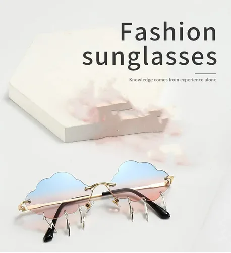 Vista 3 de ENTHYI Cloud Lightning - Lentes de sol para mujereshombres, sin marco, para fiesta, sin montura