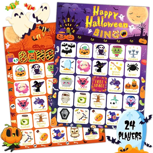Vista 8 de 39 tarjetas de bingo de Navidad, 24 jugadores, lindo juego de bingo de Navidad para niños y adultos, suministros de fiesta, juegos familiares
