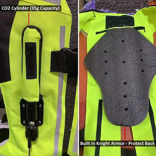 Vista 7 de Chaleco de airbag para motocicleta para hombres y mujeres, chaqueta de equitación con airbag de motocross con tira reflectante, airbag para moto