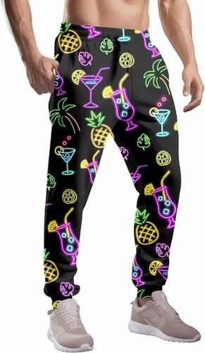 Vista 2 de Disfraces de los años 80 para hombre, pantalones deportivos, pantalones casuales para correr con cordón, traje de los años 90 para hombre