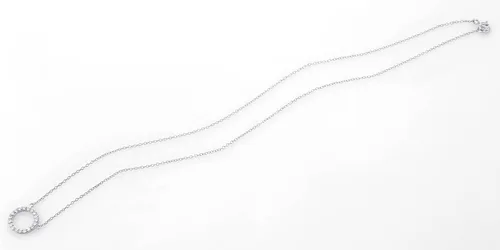 Vista 2 de Collar con colgante de circonita cúbica de 16 pulgadas con extensor de 2 pulgadas plata de ley