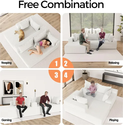 Vista 7 de Sofá seccional moderno de 108 pulgadas, sofás modulares convertibles en forma de L, sofás tapizados con asiento profundo, sofá de esponja apto