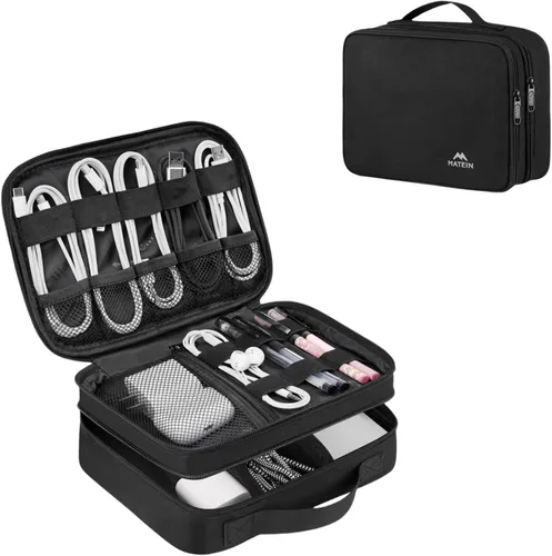 Vista 12 de MATEIN Bolsa organizadora de cables, bolsa de almacenamiento de viaje Negro (Antique Black)