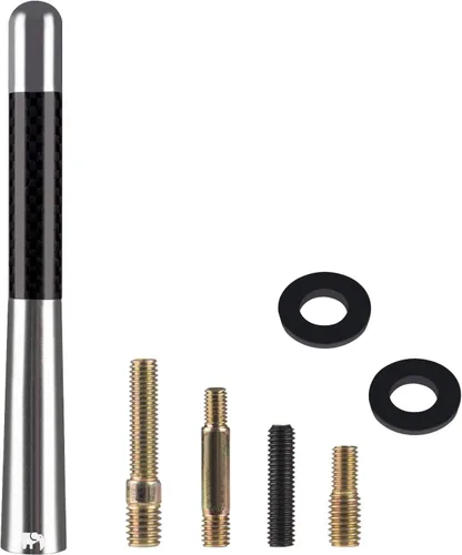 Vista 5 de ONE250 Antena corta, compatible con camiones Dodge RAM (1994-2024) y Ford F-Series (1997-2024), color plateado