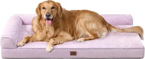 Vista 33 de EHEYCIGA - Cama ortopédica para perros de tamaño mediano, cama de espuma viscoelástica para perros, color beige Small Dog Sofa with Washable