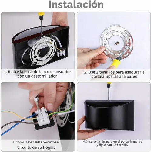 Vista 8 de Aplique de pared LED Lightess, color negro, para interiores, regulable