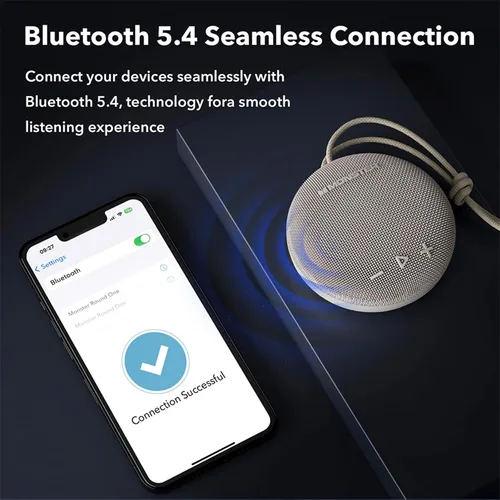 Vista 4 de Altavoz Bluetooth Monster de 35 W (pico), altavoz de ducha IPX8 impermeable, Bluetooth 5.4 con sonido HD fuerte y graves robustos, tiempo