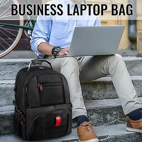 Vista 4 de YOREPEK Mochila de viaje, mochilas para laptop de 15.6 pulgadas para hombres y mujeres, mochila universitaria resistente al agua, bolsa de trabajo
