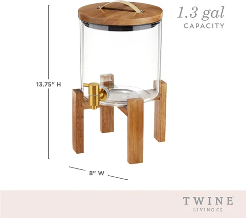 Vista 9 de Twine Dispensador doble de bebidas al aire libre, dispensador de espita de bebidas, dispensador de cóctel para fiestas con soporte de bebida