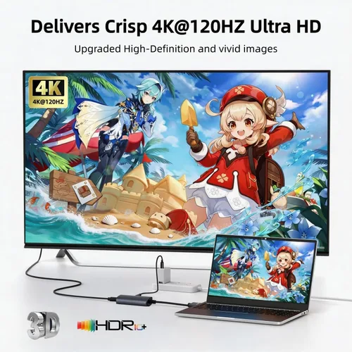 Vista 4 de Adaptador DisplayPort a USB C, 4K a 120Hz con adaptador USB C, convertidor DP macho a tipo C macho compatible con Nrea-l Air VR, MacBok Pro/Air
