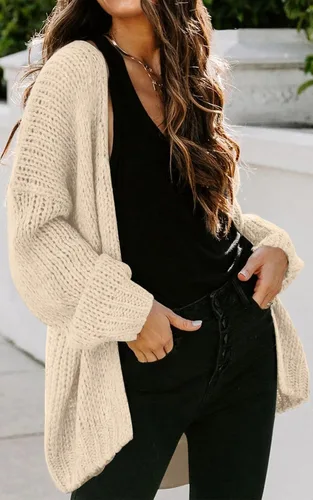 Vista 3 de PRETTYGARDEN Cárdigan de punto de manga larga para mujer, suéter de punto con frente abierto, suave, suelto, abrigo para exteriores