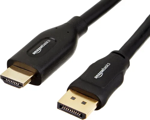 Vista 13 de Amazon Basics Cable DisplayPort a HDMI, unidireccional, chapado en oro, video y audio, 3 pies, negro