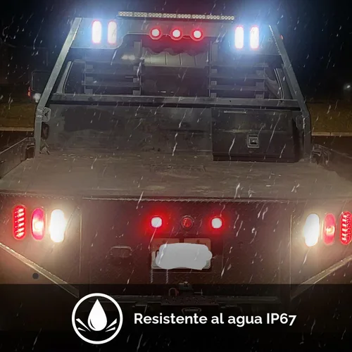 Vista 7 de Partswcgg 4 Piezas Luces Traseras Ovaladas Rojas de Parada/Giro de 6" a Luces de Reversa Blancas 12 LED, Luces Traseras Duales Redondas