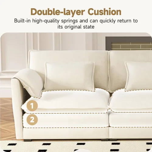 Vista 3 de Real Relax 145'' Sofá seccional modular, sofá convertible de 4 plazas con chenilla, 8 almohadas y 2 reposabrazos para sala de estar, oficina