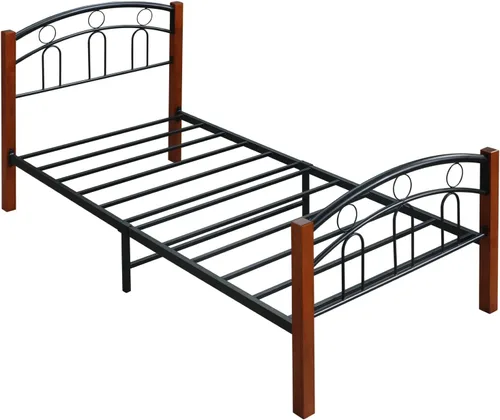 Vista 7 de Better Home Products Marco de cama de metal con plataforma tamaño individual Empire en cereza negra