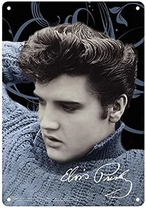 Vista 2 de Midsouth Products Elvis Presley 8x11.5 - Letrero de hojalata en blanco y negro