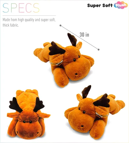 Vista 3 de DolliBu - Almohada de peluche de alce tamaño – Animal súper suave para niños, acogedor compañero de siesta, almohada de suelo para niños y niños