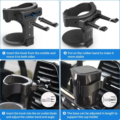 Vista 4 de QIIYCCE Portavasos para automóvil, expansor de portavasos para rejillas de ventilación de automóvil, soporte para cenicero de automóvil, adecuado