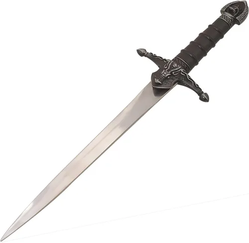 Vista 3 de MASTER USA Mini espada corta medieval, hoja de acero inoxidable con mango de metal fundido, vaina de madera - Fantasía, coleccionable