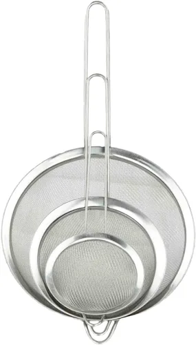 Vista 2 de Home Basics Juego de 3 coladores de malla de acero inoxidable, color plateado