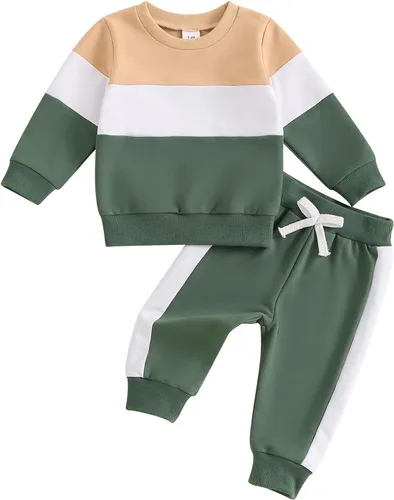 Vista 21 de Conjunto de sudadera de manga larga con cuello redondo y pantalones deportivos para bebés, ropa de invierno para bebé
