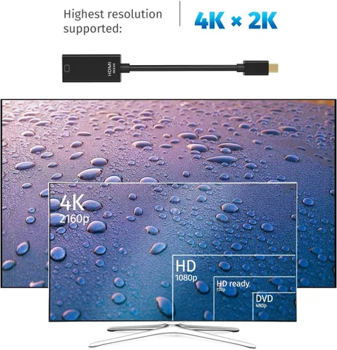 Vista 4 de QLKUNLA Adaptador Mini DisplayPort a HDMI, paquete de 2 mini DP (compatible con Thunderbolt) a HDMI 4Kx2K, cable chapado en oro para MacBook Pro