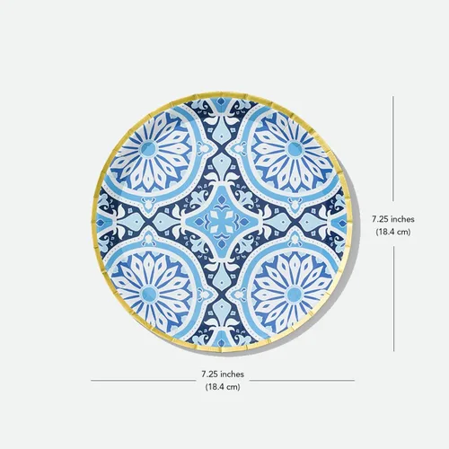 Vista 3 de Coterie Platos azules y dorados (juego de 10 platos pequeños marroquíes, azul marino, agradables para bodas, despedidas de soltera, cenas y fiestas)