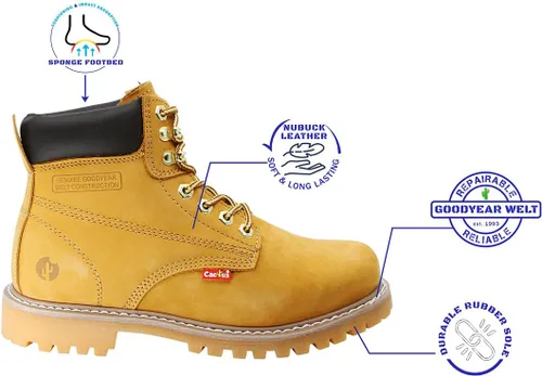 Vista 2 de Cactus Botas de trabajo de construcción de piel de nobuk con aislamiento de puntera suave de 6.0 in, cómodas botas de construcción industrial