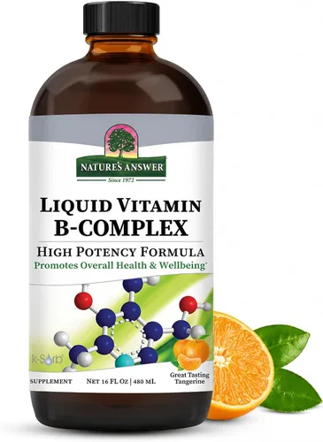 Vista 8 de Nature's Answer El complejo líquido de vitamina B apoya niveles de energía saludables Promueve la función nerviosa saludable Sabor a mandarina