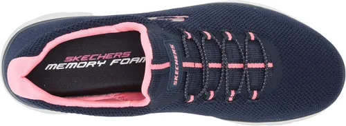 Vista 5 de Skechers Tenis clásicos geniales para mujer Summit Azul marino rosa encendido 85