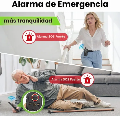 Vista 3 de Sistema de intercomunicación inalámbrico de seguridad para el hogar con alarma VOX manos libres y SOS, intercomunicador de 2 vías de largo alcance